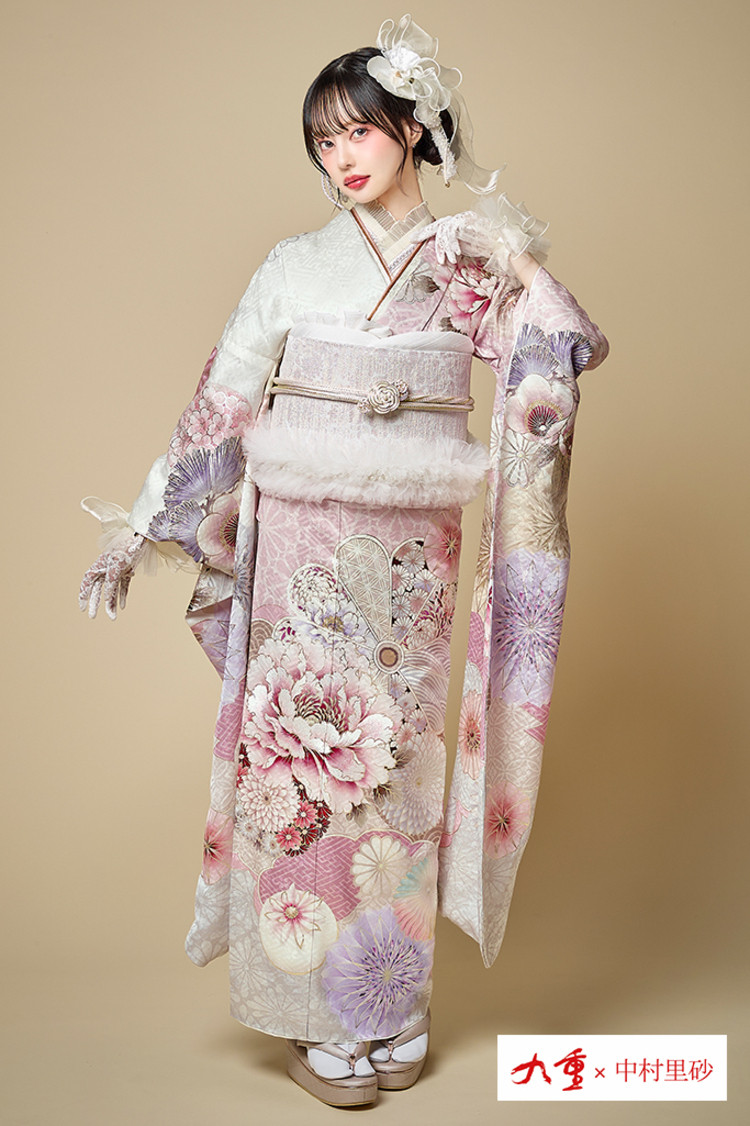 九重×中村里砂 赤 菊柄/松柄 王道 レトロ古典振袖 定番 華やか 綺麗