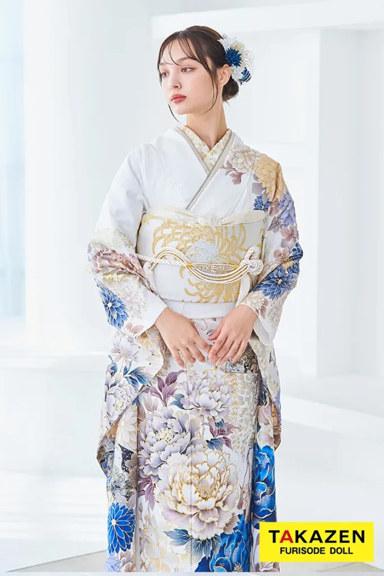 正統派古典 白/青 假屋崎省吾デザイン スワロフスキー付き 華やか 豪華