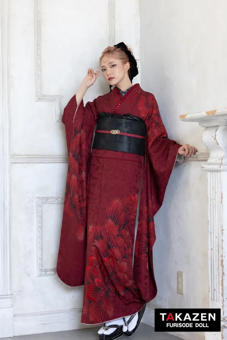 ヴィンテージスタイル 黒/白/モノトーン 鞠柄/桜柄 大正ロマン