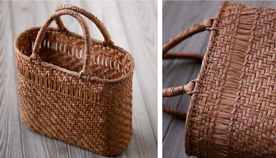 国産】山ぶどう上窓楕円手提げ籠バッグ | 虎斑竹専門店 竹虎