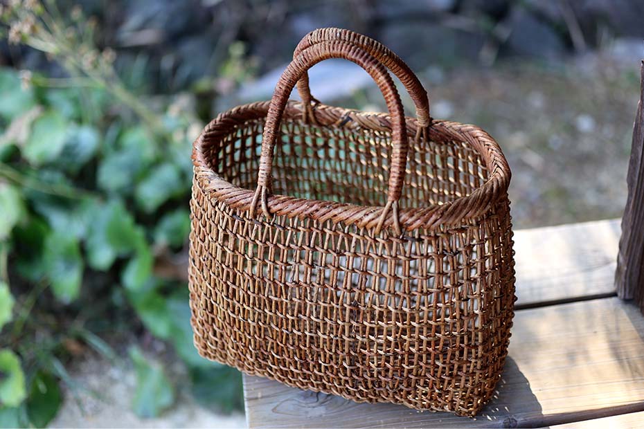 あけびこだし編み手提げ籠バッグ| 虎斑竹専門店 竹虎