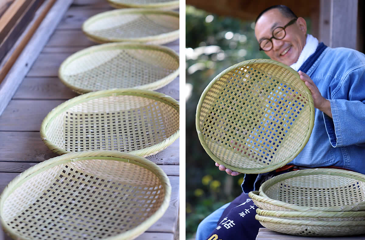 真竹四ツ目ざる 40cm | 虎斑竹専門店 竹虎