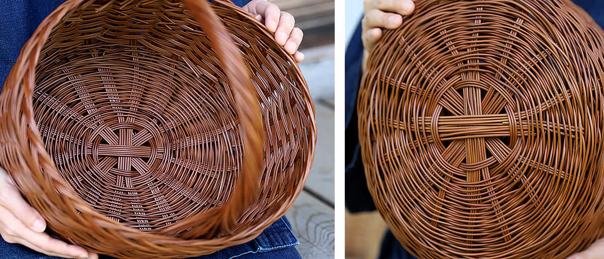 シダ編み手付き楕円籠 | 虎斑竹専門店 竹虎