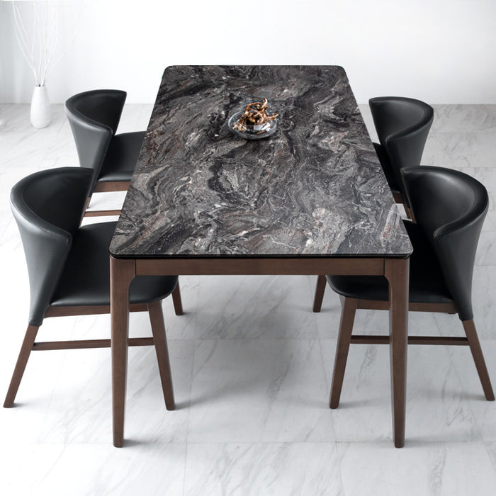 幅160］4人掛け 大理石調 ダイニングテーブル5点 セット チェア4脚