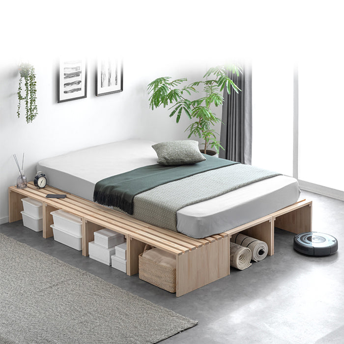 8枚］ハイタイプ パレットベッド お掃除ロボ対応 天然木パイン 分割