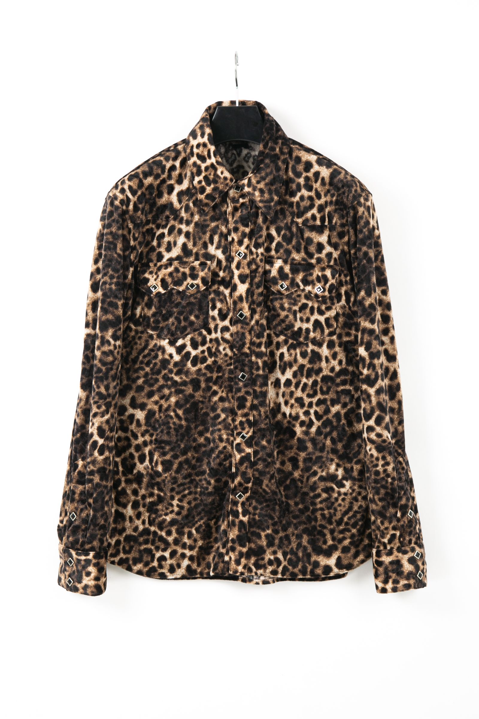 STRUM - 50 デニール レオパードプリントベロア ウエスタンシャツ