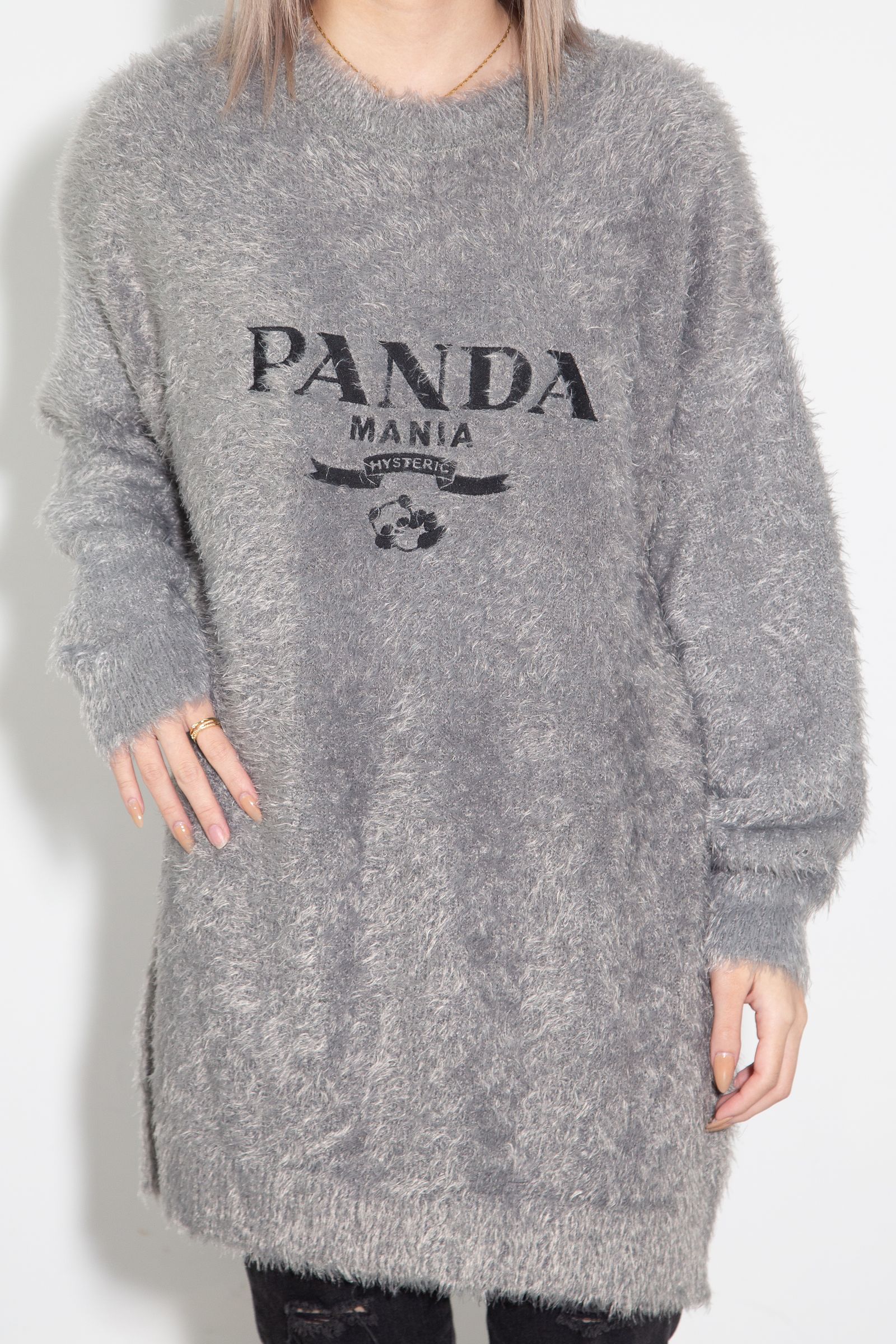 HYSTERIC GLAMOUR - PANDA MANIA刺繍 セーター / グレー | Tempt