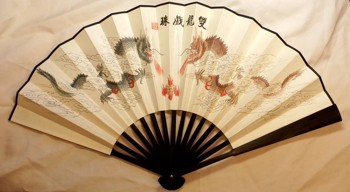 中国 双龍 竹扇子 33cm - 横浜中華街天宝堂本店