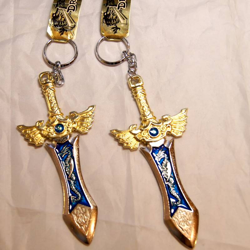 幻鬼・日本製 メタル製 ドラゴンソード 龍剣 キーホルダー ブルー