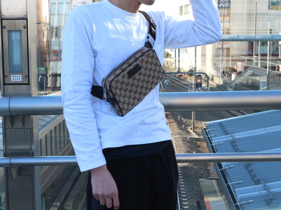 美品【GUCCI／グッチ】GGキャンバス柄のウエストボディバッグが入荷