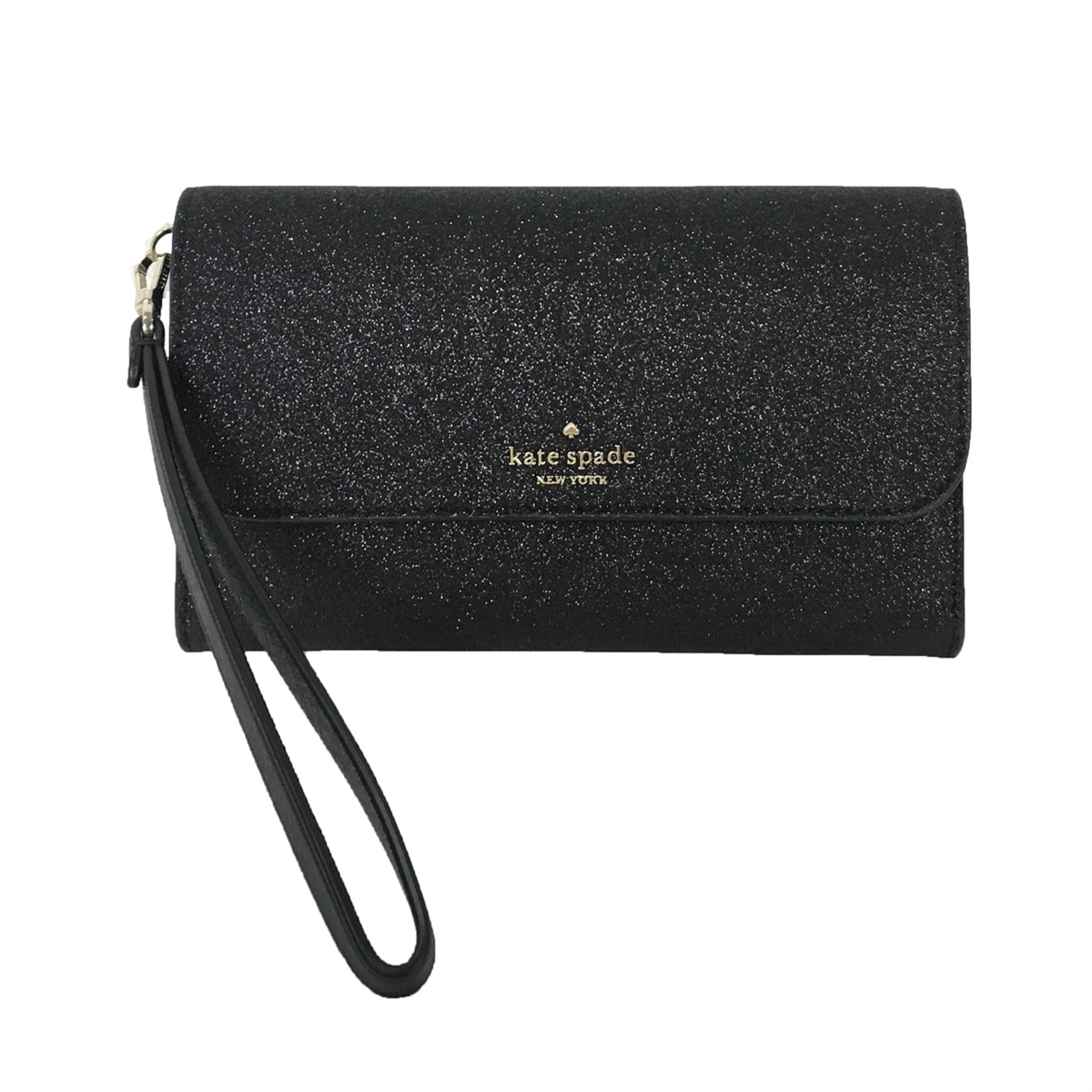Kate Spade Shimmy Glitter iPhone Wristlet, Black Medium Flap Phone