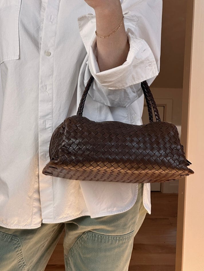 Bottega Veneta Brown Intrecciato Leather Shoulder Bag – The Hosta