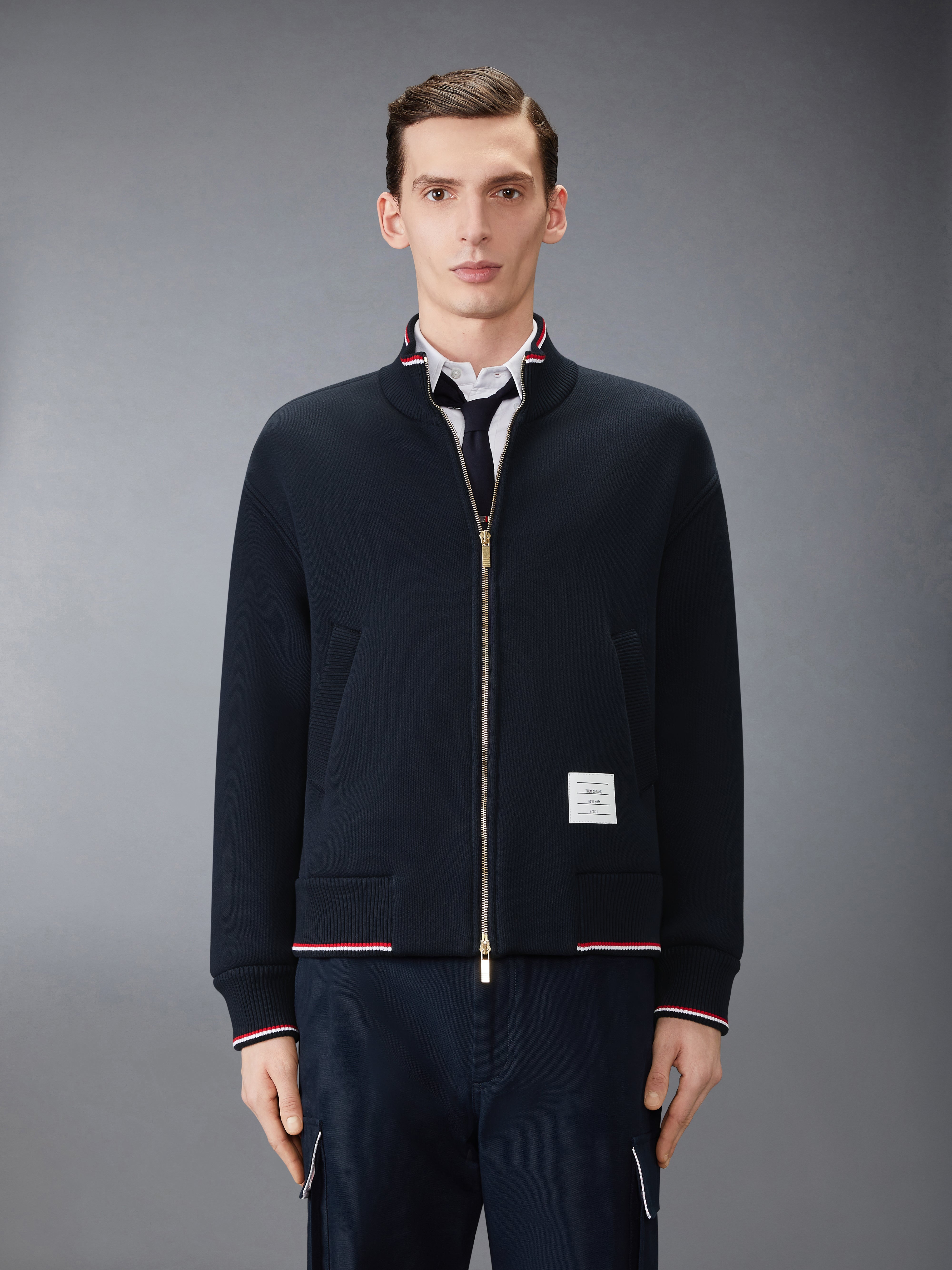 Loopback Oversized Rwb Stripe Jacket | Thom Browne