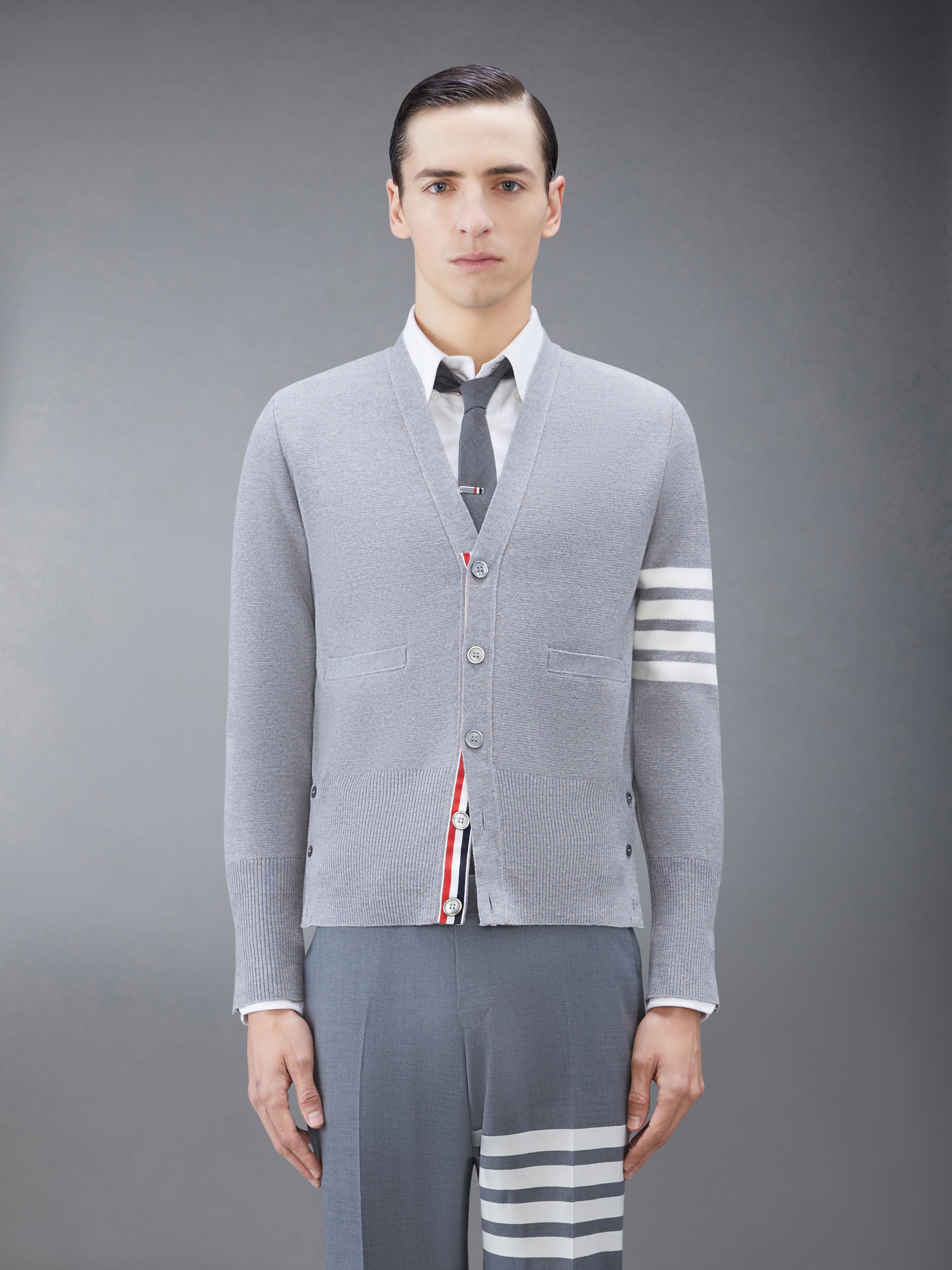 Wool 4 Bar V Neck Cardigan | Thom Browne