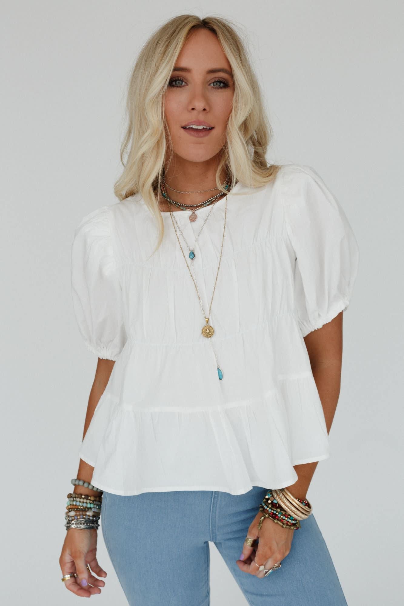 Shirr Delight Puff Sleeve Top — Three Bird Nest