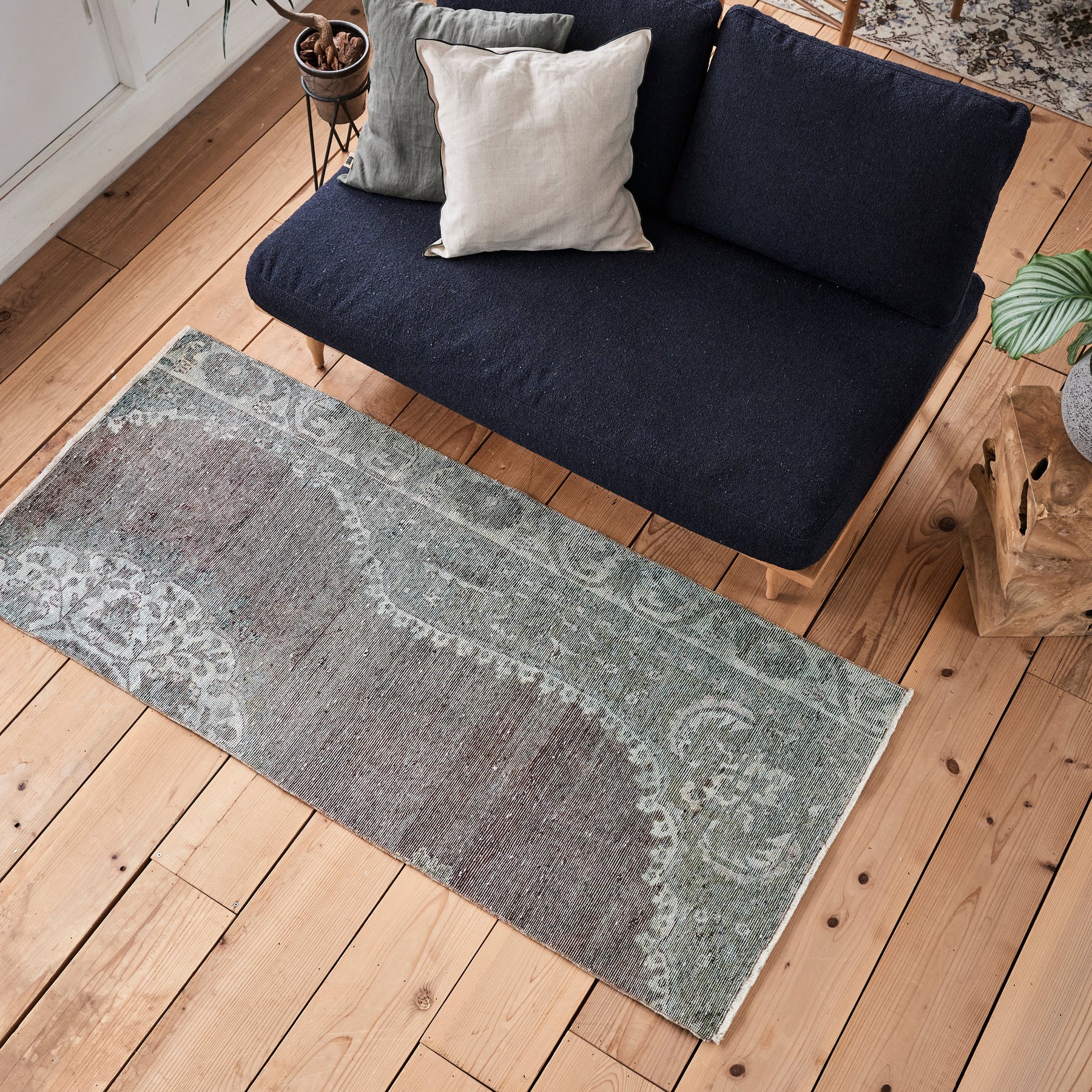 ヴィンテージラグ | トルコ・イスパルタ No.02 | 青色 | 175×80 – tiflo