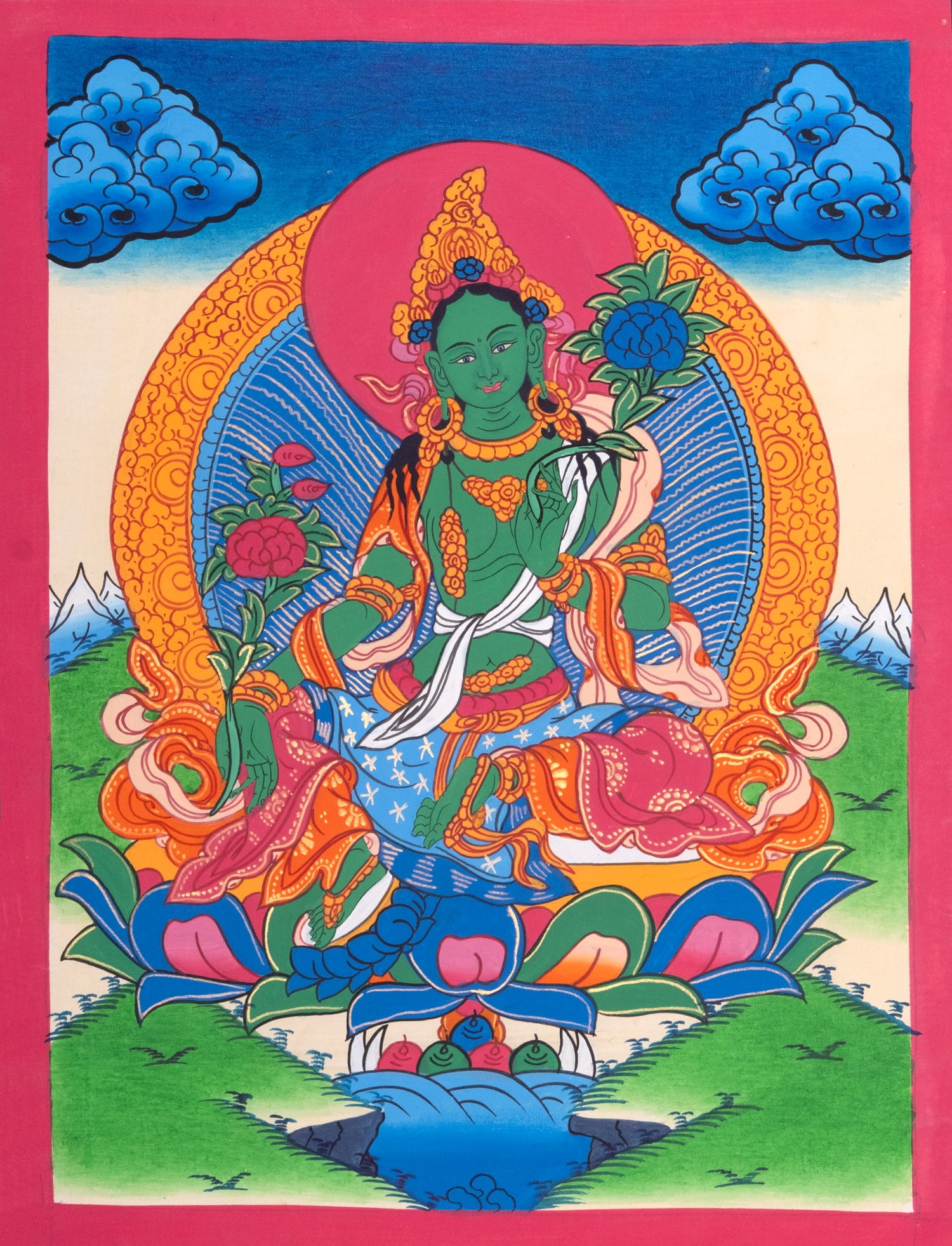 習作〕タンカ - グリーンターラ[40cm x 30cm] の通販[送料無料