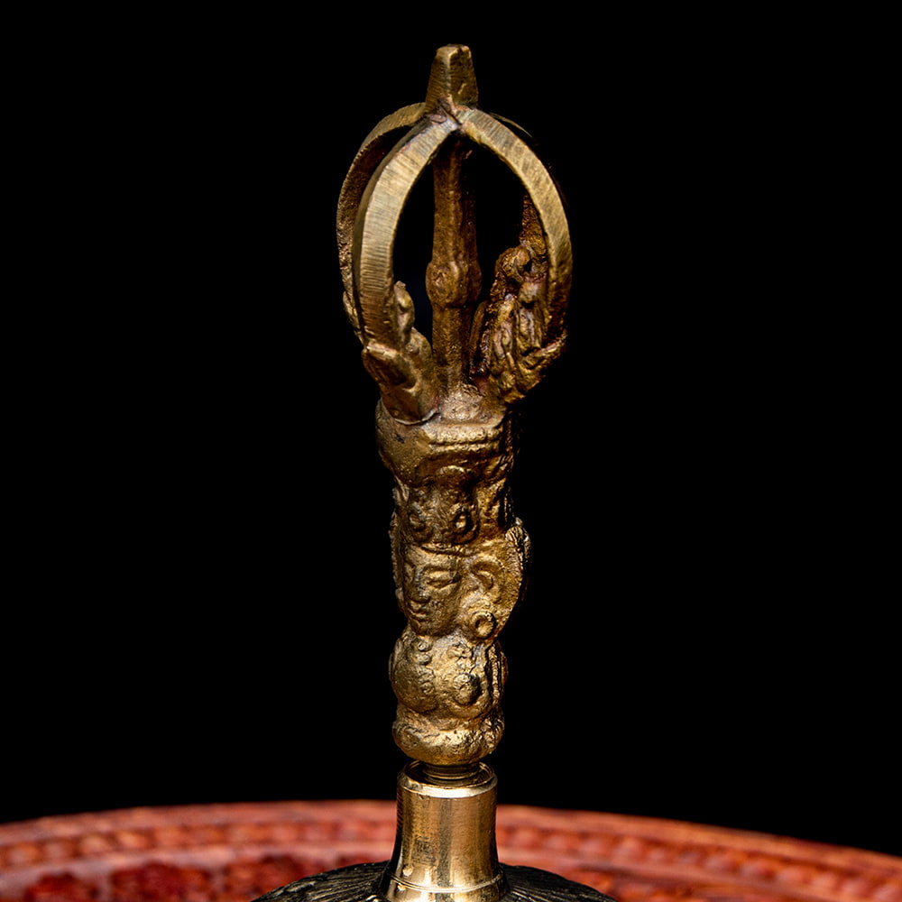 密教法具・金剛鈴（ガンター）と金剛杵（ヴァジュラ）のセット【高さ