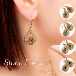 インドの伝統 天然石のティアドロップピアス の通販 - TIRAKITA.COM