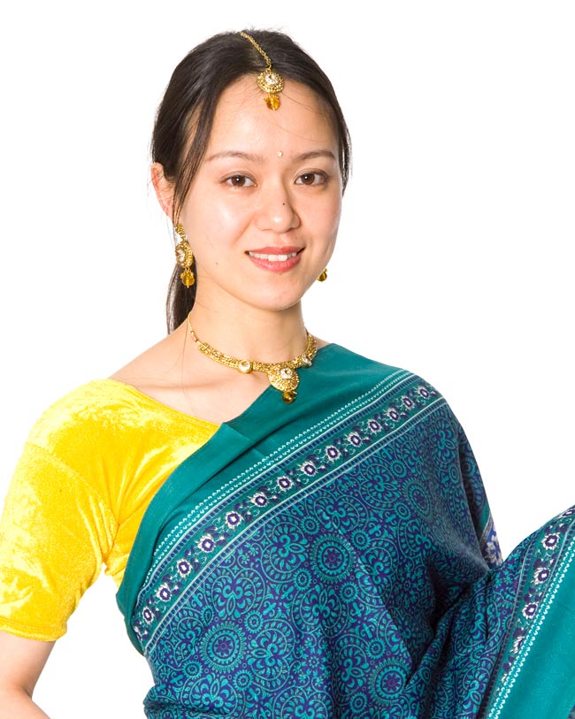 インドサリー【ペイズリー模様】 青緑系 の通販 - TIRAKITA.COM