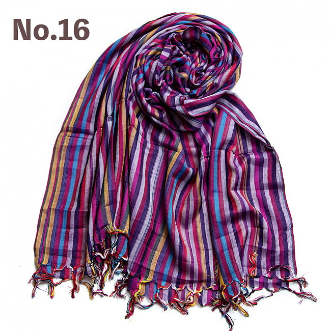 インドのカラフル布 ストール スカーフ ボーダーストライプ柄 200cm