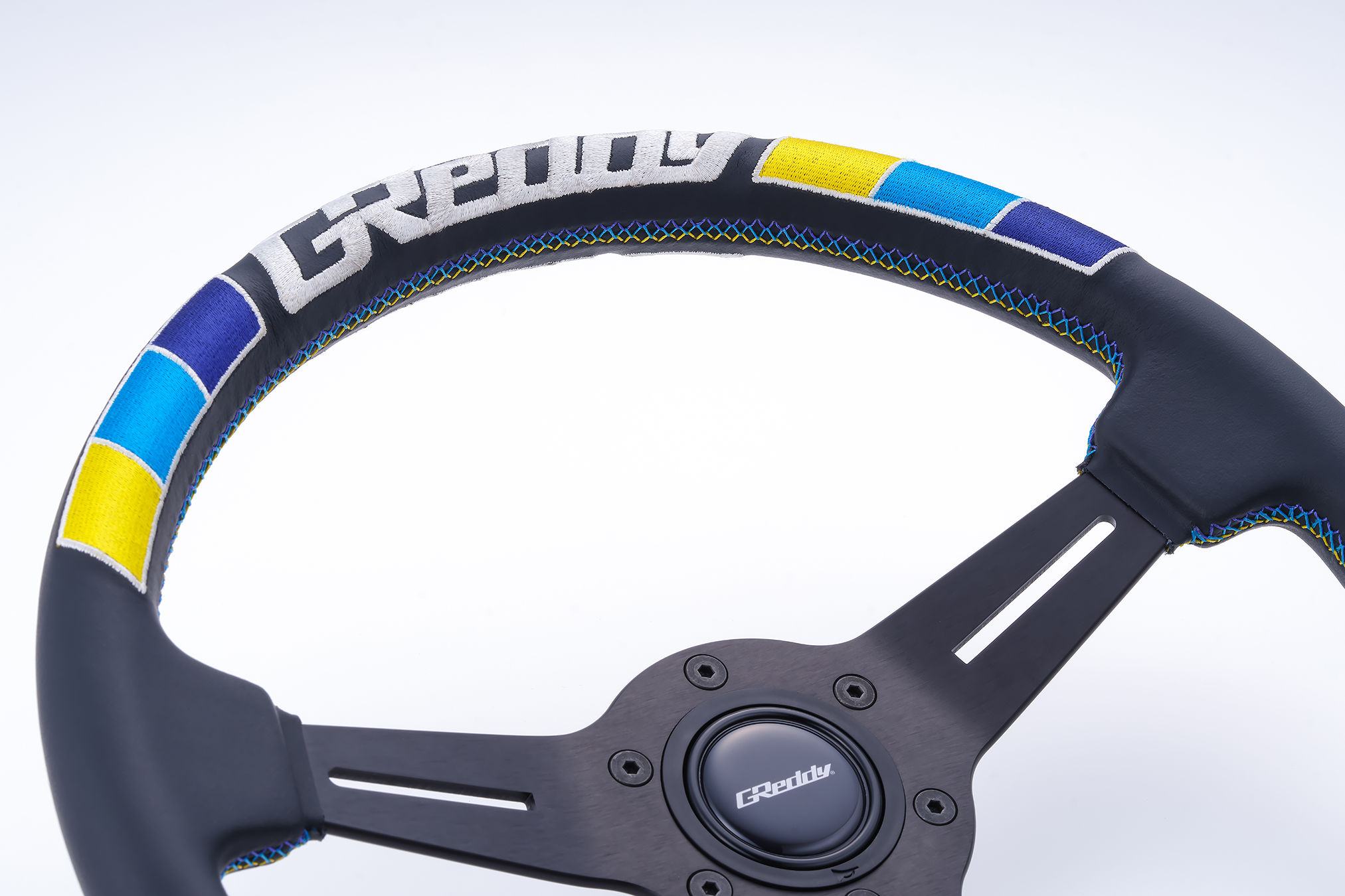 GReddy スポーツステアリング レザー BIGロゴ刺繍 スタンダードタイプ