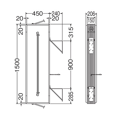 袖（突出し）看板】三和サインワークス 155角アルミ LED LLT21-49 W450