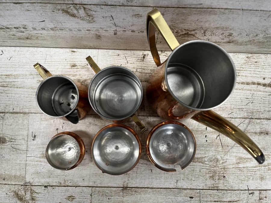 テーブルを華やかに！MORICO 金属工芸 銅のポットセットを買取入荷