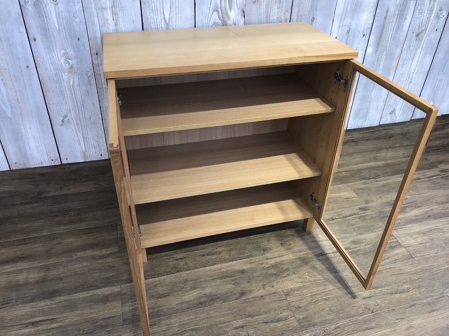 無印良品】当店人気のキャビネット（ガラス扉）・オーク材AVラック
