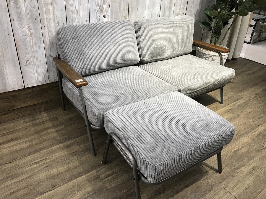 インダストリアルデザイン】オットマン付き2人掛けソファ（HS-555/HS