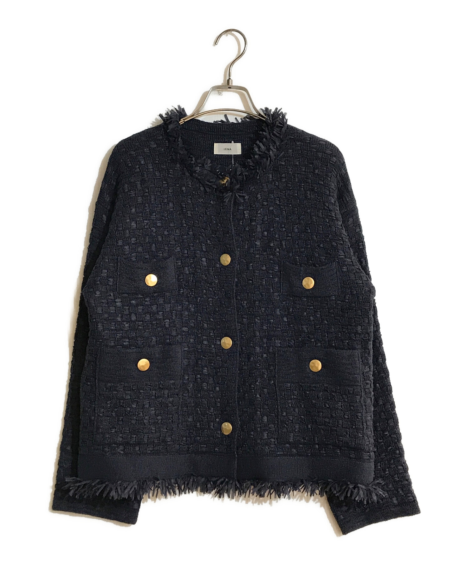 中古・古着通販】IENA (イエナ) ツイードニットジャケット ネイビー