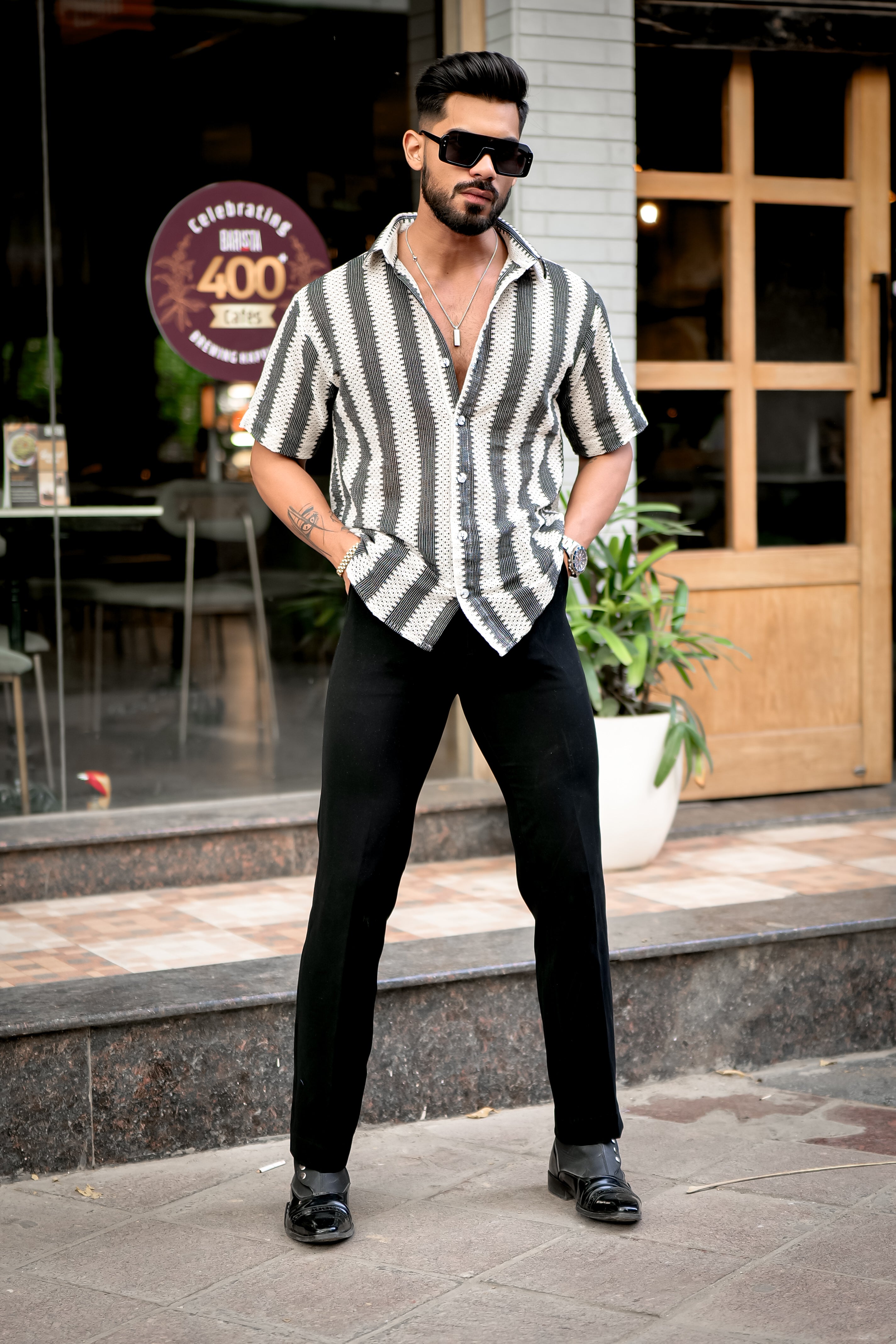 Black Stripe Crochet Shirt – Trrendo