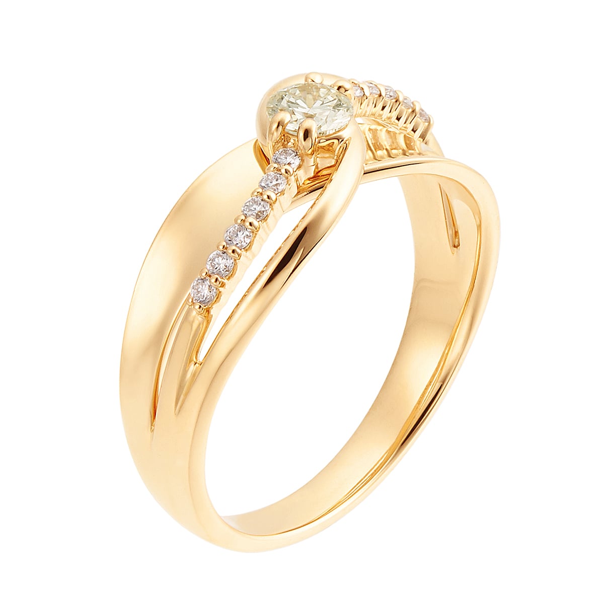 K18イエローゴールド鑑定書付ダイヤモンドリング（0.17カラット