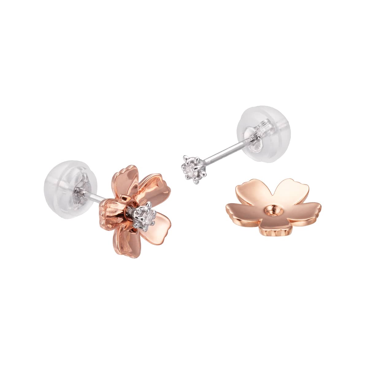 K10ピンクゴールド/K10ホワイトゴールドダイヤモンドピアス(RPE604-003