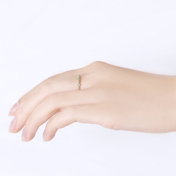 K10イエローゴールドエメラルドリング(RFR054-001)|TSUTSUMI