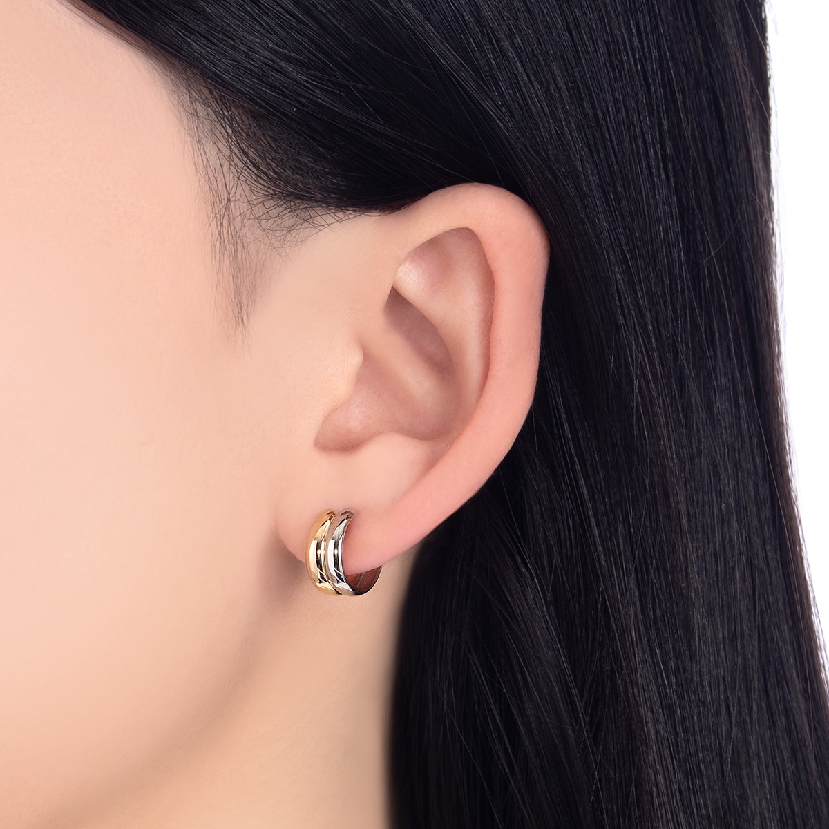 K18イエローゴールド/プラチナピアス(RPE142-004)|TSUTSUMI