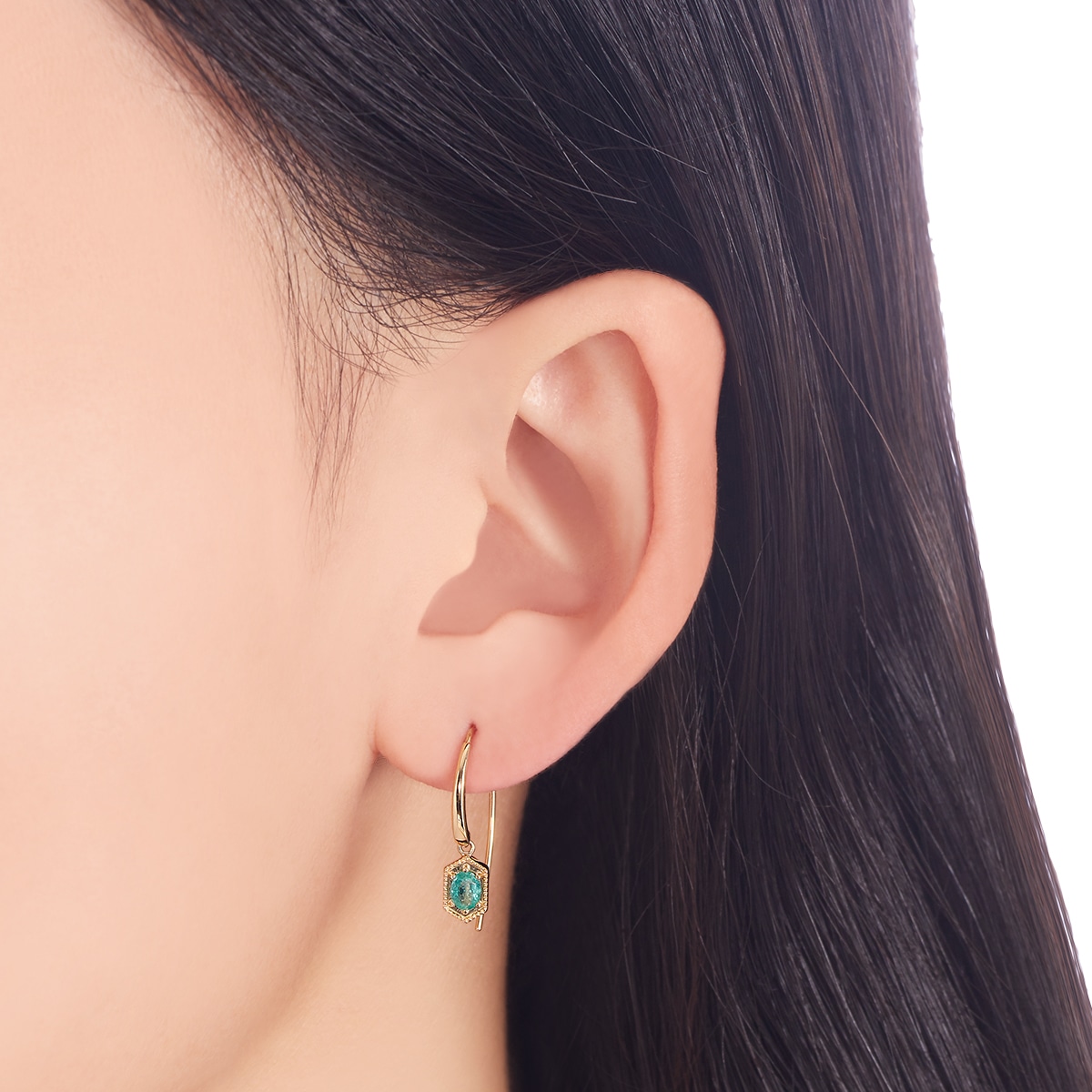 K10イエローゴールドエメラルドピアス(RPE477-003)|TSUTSUMI