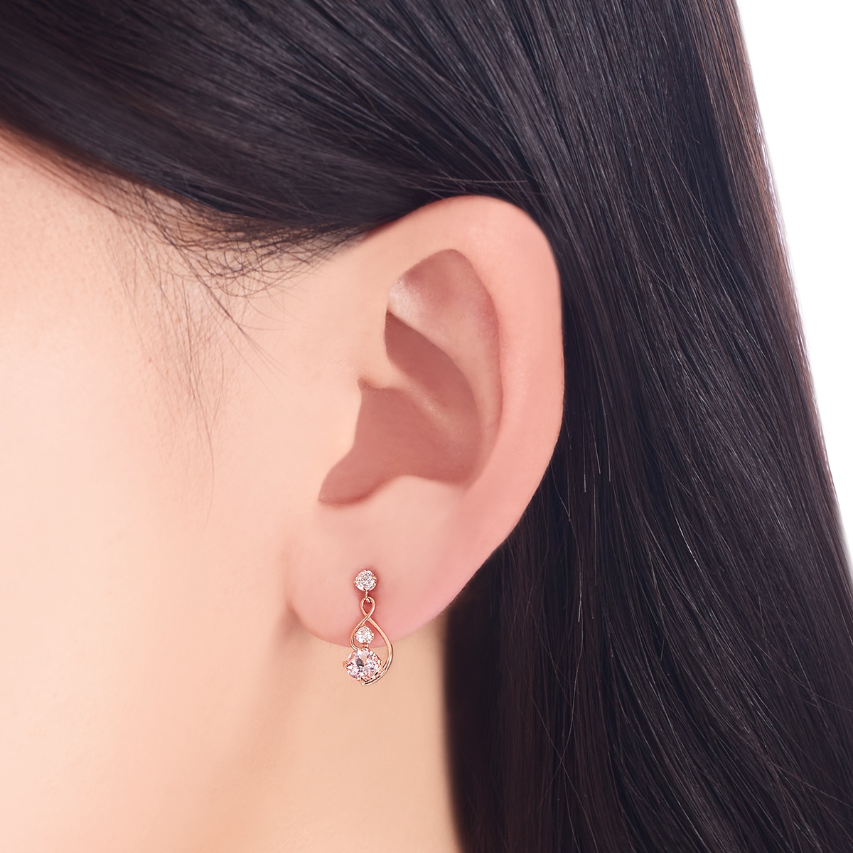 K10ピンクゴールドモルガナイトピアス(RPE403-003)|TSUTSUMI