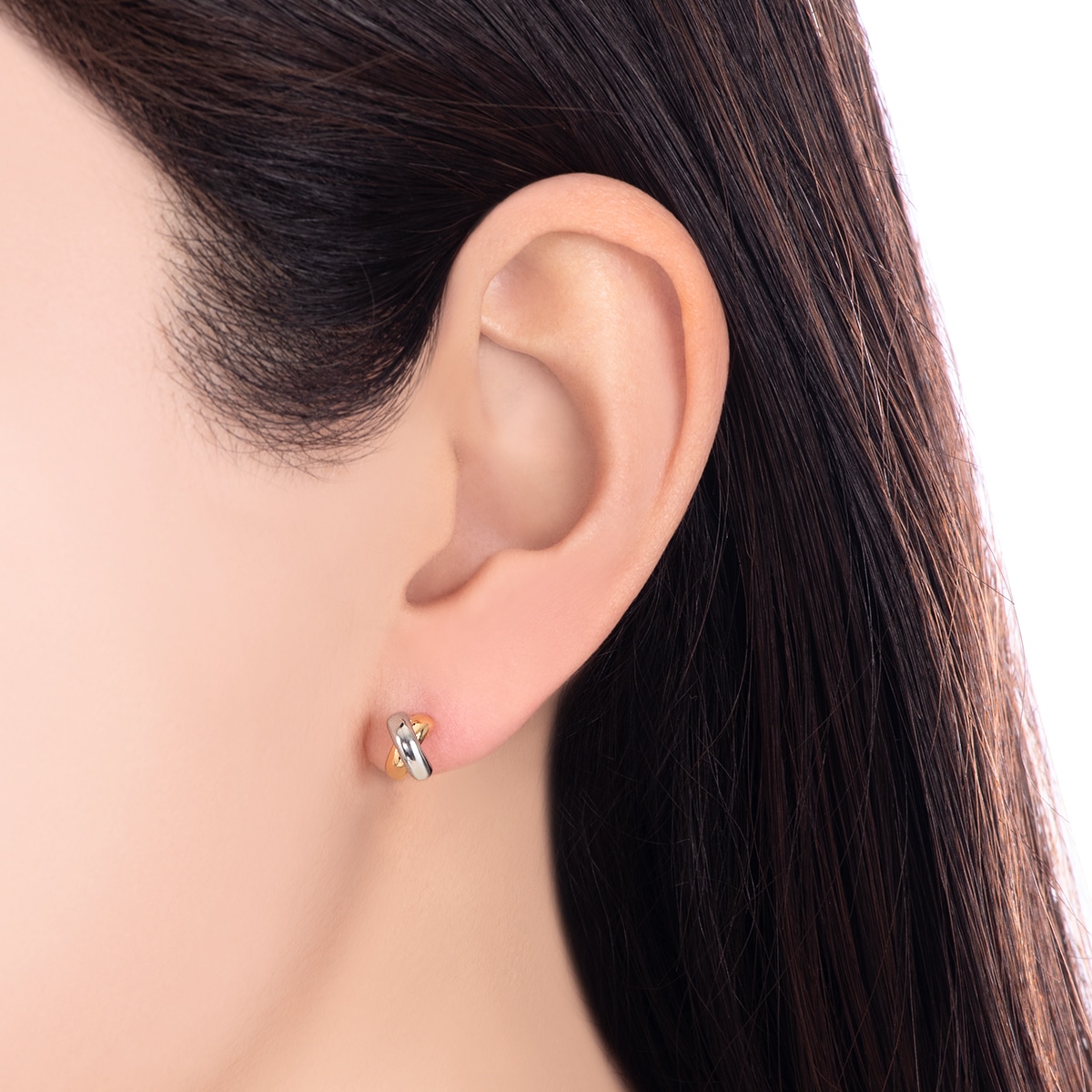 K18イエローゴールド/プラチナピアス(RPE632-003)|TSUTSUMI