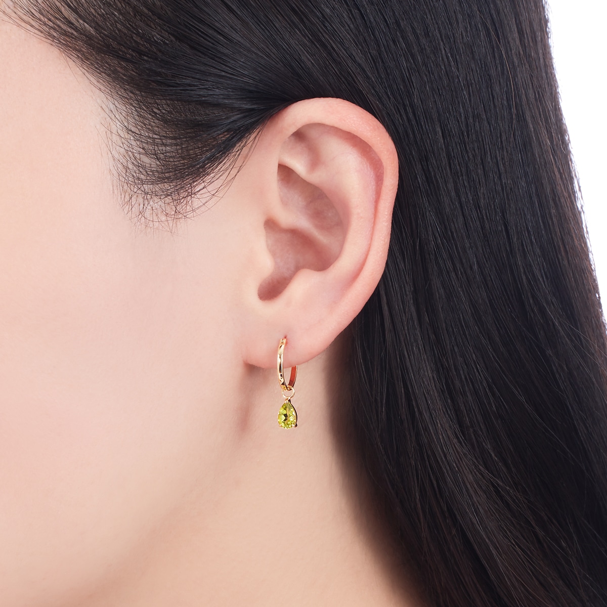 K10イエローゴールドペリドットピアス(RPE903-002)|TSUTSUMI