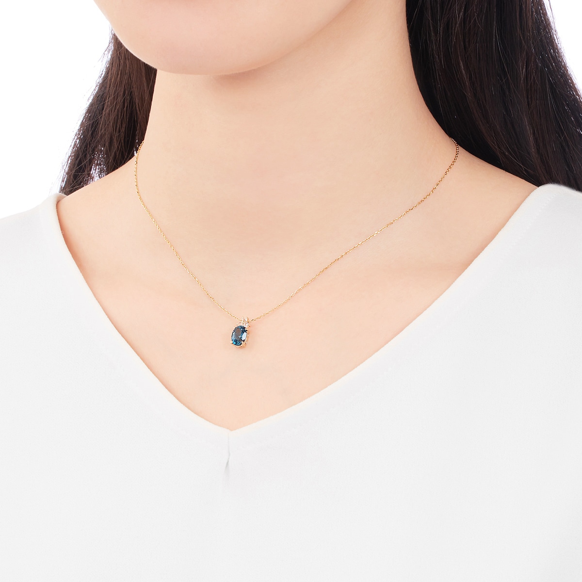 K10イエローゴールドロンドンブルートパーズネックレス(RPN450-001