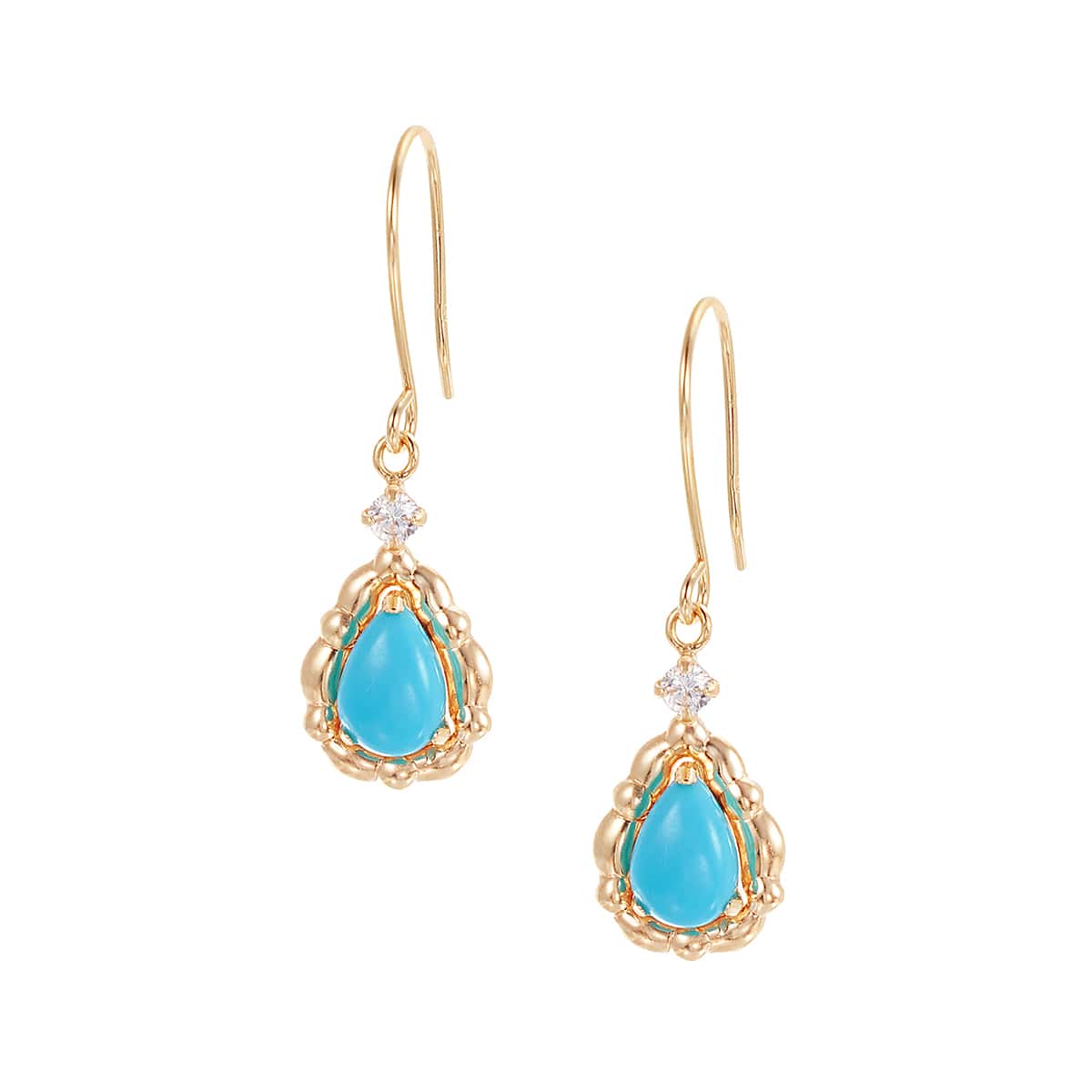 K10イエローゴールドターコイズピアス(RPE419-002)|TSUTSUMI