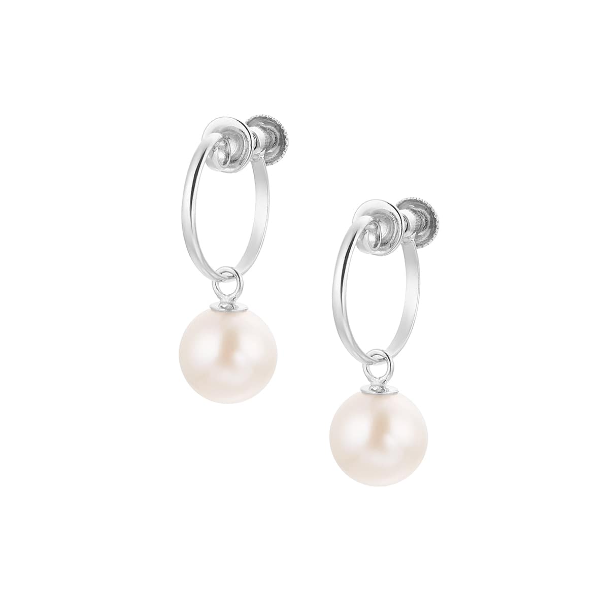 K10ホワイトゴールド淡水パールイヤリング（6mm)(RER702)|TSUTSUMI