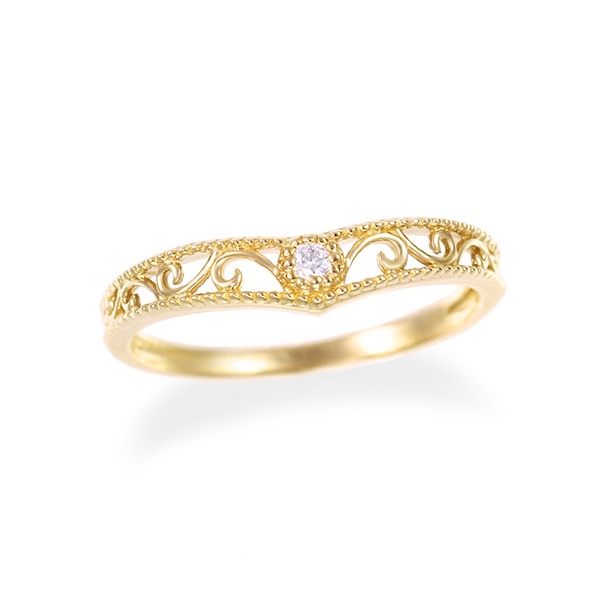 K10イエローゴールドダイヤモンドリング（ピンキーリング）(RFR821