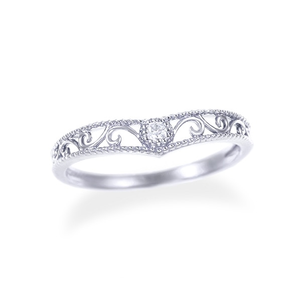 K10ホワイトゴールドダイヤモンドリング（ピンキーリング）(RFR858-002