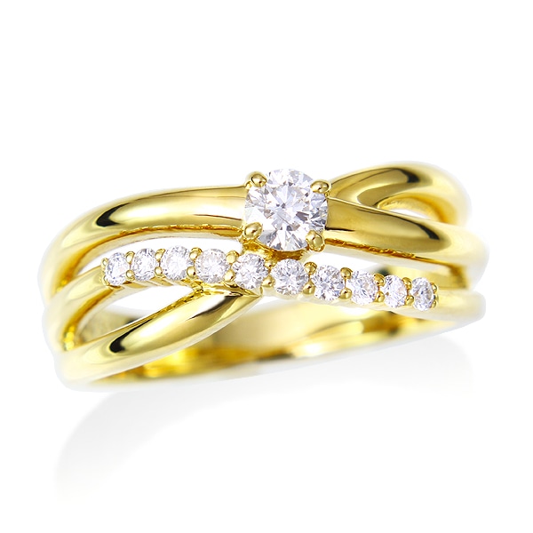 K18イエローゴールド鑑定書付ダイヤモンドリング（0.17カラット