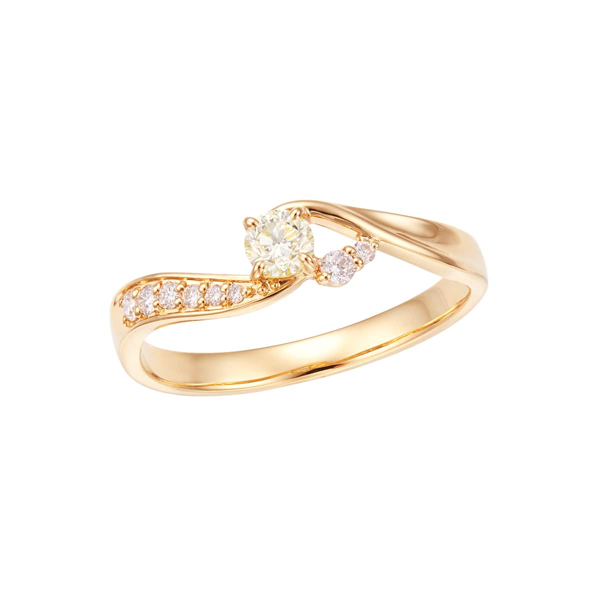 K18イエローゴールド鑑定書付ダイヤモンドリング（0.17カラット