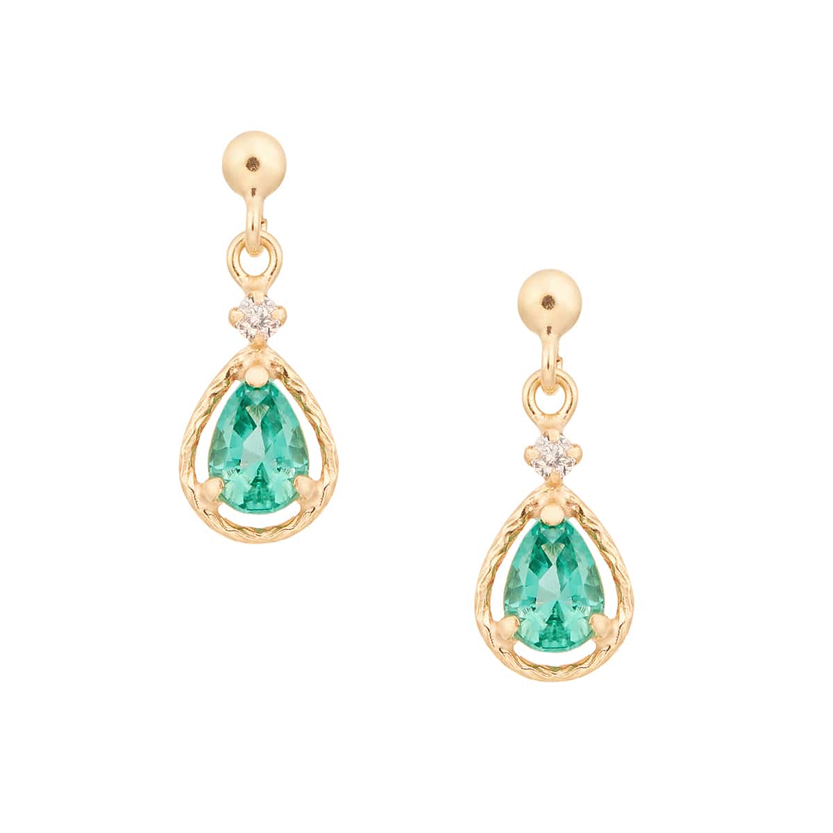 K10イエローゴールドエメラルドピアス(RPE398-003)|TSUTSUMI