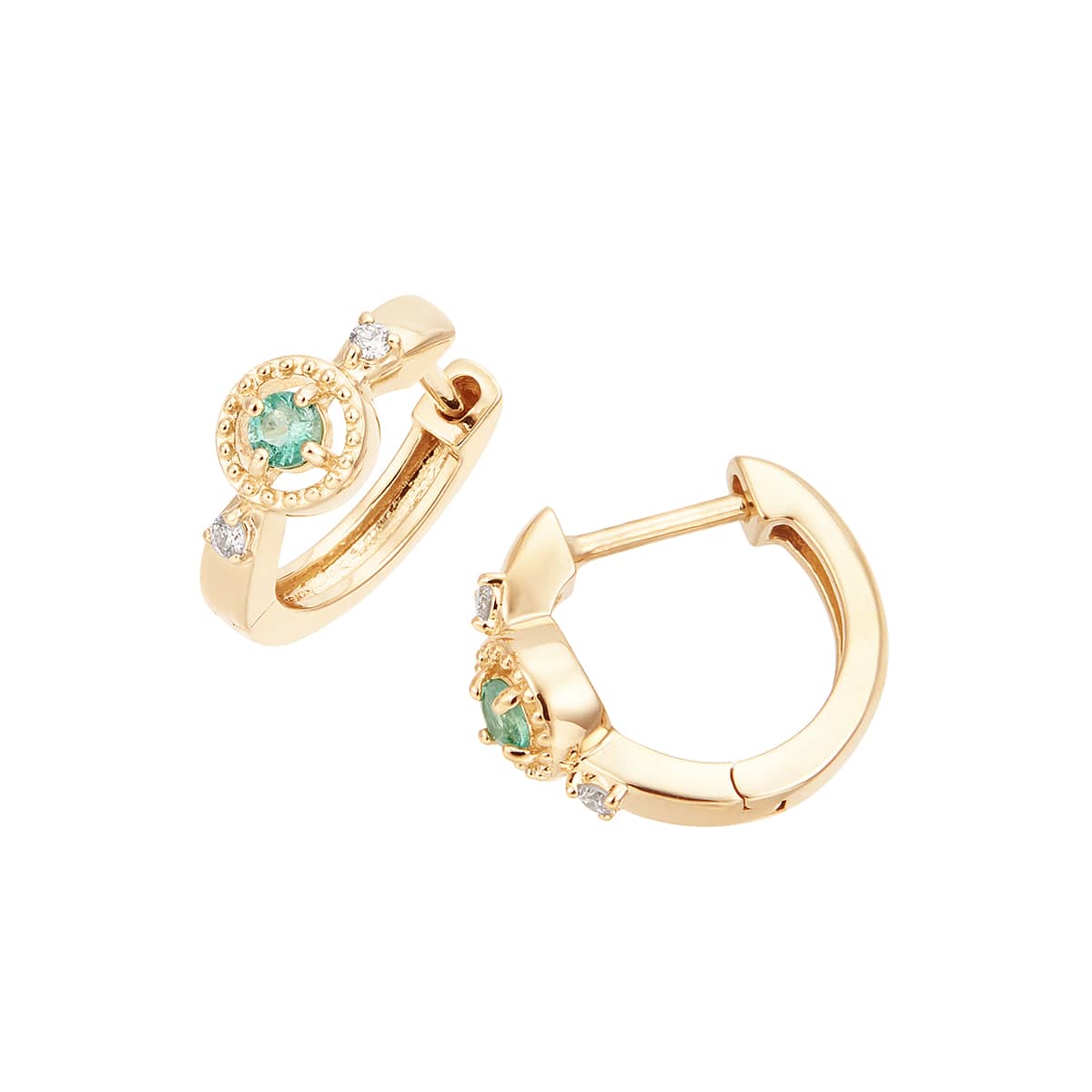 K10イエローゴールドエメラルドピアス(RPE489-003)|TSUTSUMI