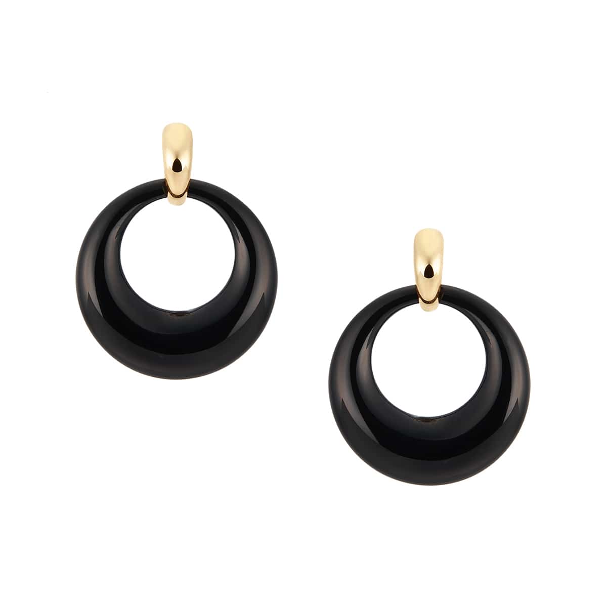 K10イエローゴールドブラックカルセドニーピアス(RPE310-002)|TSUTSUMI